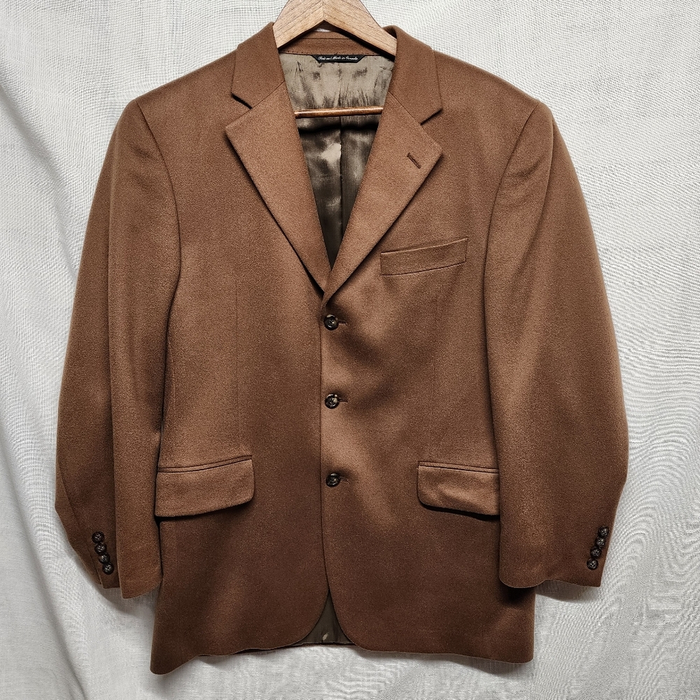 Jack Victor Cashmere Loro Piana Italian Single Breasted Dark Camel Blazer - Picture 8 of 14